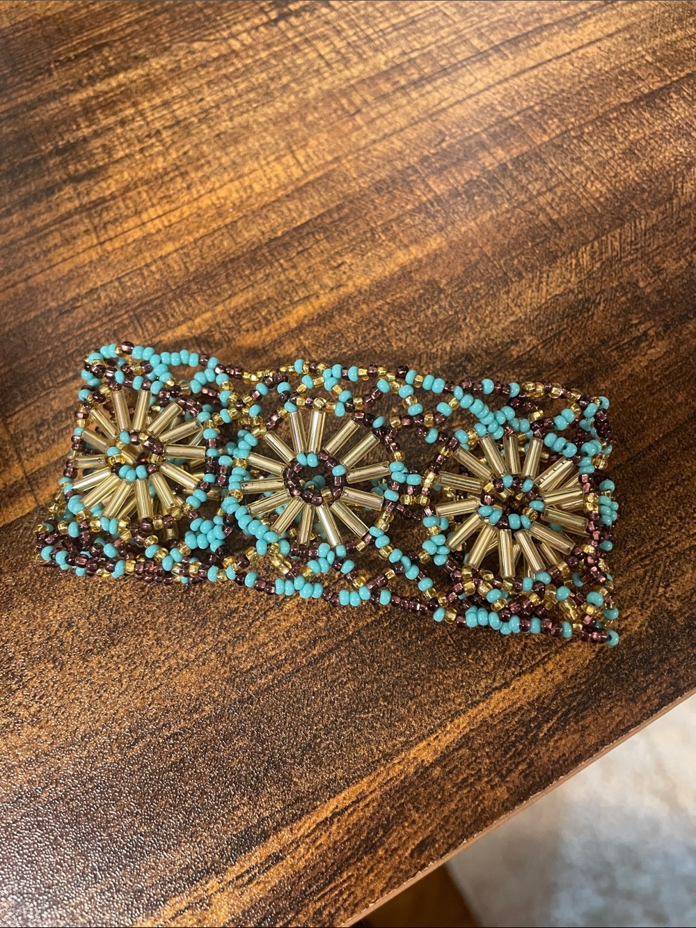 Handmade Beaded Bracelet with Turquoise Accents